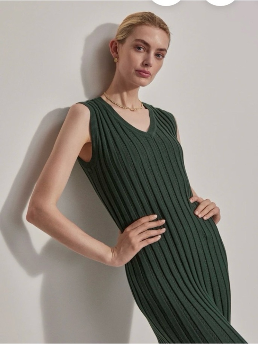 Varley Christine pointelle Ribbed V-Neck Maxi Dress - Picture 5 of 8